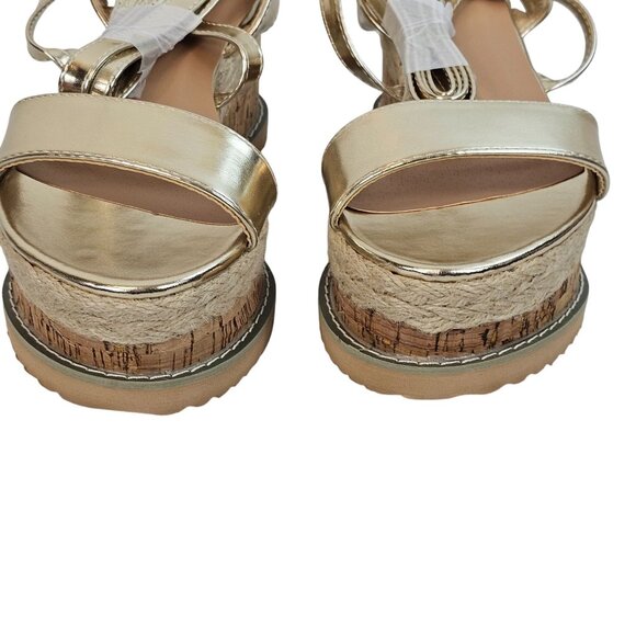 Pretty Little Thing Metallic Gold Boho Cottagecore Platform Chunky Sandals 3/36 - Picture 11 of 15